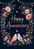 Load image into Gallery viewer, Floral Lovebirds Happy Anniversary Card for Her