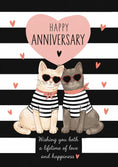 Load image into Gallery viewer, Cool Cats in Striped Tops Happy Anniversary Card