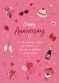 Load image into Gallery viewer, Pink Romantic Icons Happy Anniversary Card for Her