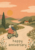 Load image into Gallery viewer, Elderly Couple on Scooter Anniversary Card