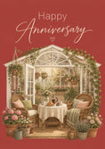 Load image into Gallery viewer, Cosy Greenhouse Garden Scene Happy Anniversary Card