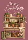 Load image into Gallery viewer, Rustic Garden Potting Bench Anniversary Card for Her