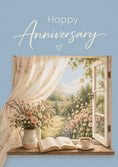 Load image into Gallery viewer, Cottage Garden Window Scene Happy Anniversary Card for Her