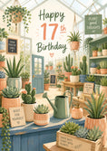 Load image into Gallery viewer, Greenhouse Plants and Succulents 17th Birthday Card for Her