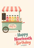 Load image into Gallery viewer, Juice Cart Fresh Flavours 19th Birthday Card