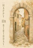 Load image into Gallery viewer, Italian Street Scene 80th Birthday Card