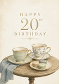 Load image into Gallery viewer, Vintage Tea Cups and Macarons 20th Birthday Card for Her