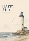 Load image into Gallery viewer, Coastal Lighthouse Illustration 21st Birthday Card