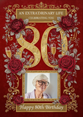 Load image into Gallery viewer, Extraordinary Life Photo Upload 80th Birthday Card for Her