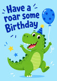 Load image into Gallery viewer, Funny Roarsome Green Dinosaur 2nd Birthday Card for Him