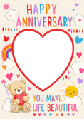 Load image into Gallery viewer, Cute Teddy Bear Rainbow Photo Upload Anniversary Card for Her