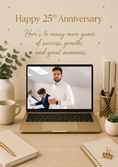 Load image into Gallery viewer, Gold Desk Scene 25th Photo Upload Anniversary Card