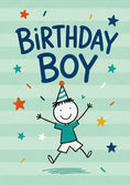 Load image into Gallery viewer, Jumping Stick Figure Boy 5th Birthday Card for Him