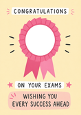 Load image into Gallery viewer, Pink Rosette Ribbon Photo Upload Congratulations Card