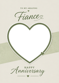 Load image into Gallery viewer, Green Heart Lace Fiance Photo Upload Anniversary Card