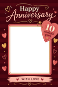 Load image into Gallery viewer, Red Hearts 10 Wonderful Years Photo Upload Anniversary Card