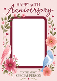 Load image into Gallery viewer, Floral Birds 50th Photo Upload Anniversary Card