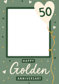Load image into Gallery viewer, Green Heart Balloon 50th Photo Upload Golden Anniversary Card