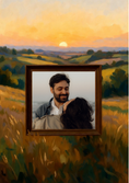 Load image into Gallery viewer, Sunset Painting Frame Photo Upload Anniversary Card