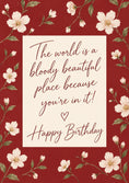 Load image into Gallery viewer, Bloody Beautiful Red Floral Happy Birthday Card for Her
