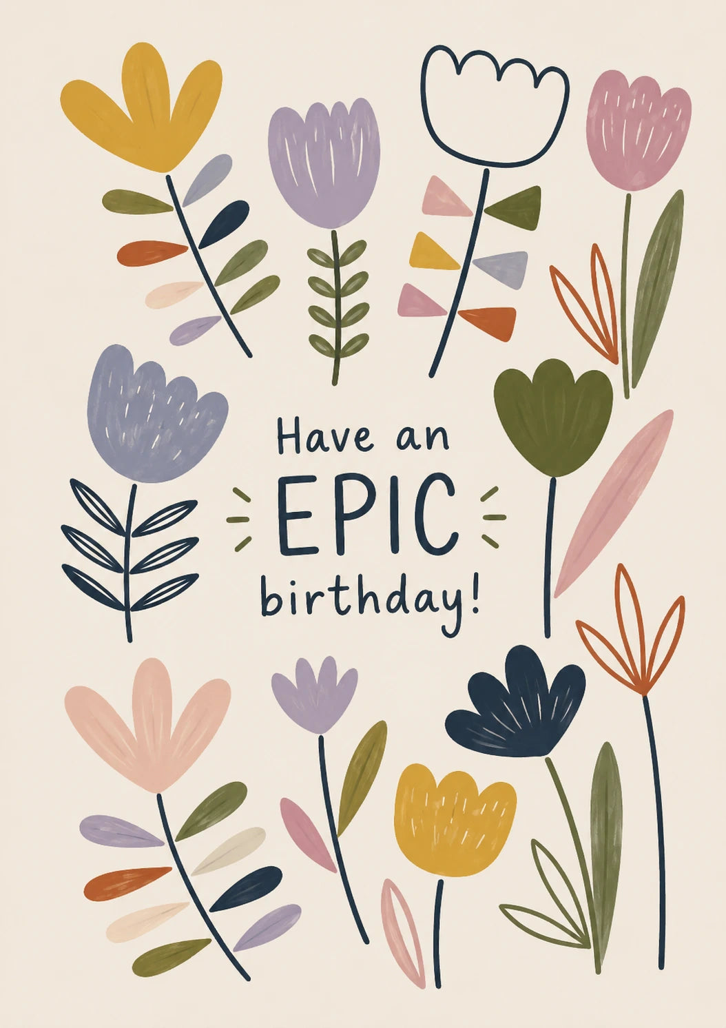 Colourful Botanical Floral Epic 19th Birthday Card