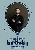 Load image into Gallery viewer, Navy Blue Balloon Happy Birthday Brother Photo Upload Birthday Card for Him
