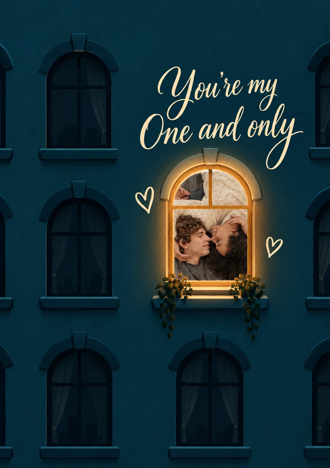 Glowing Window One and Only Photo Upload Valentine's Day Card for Partner