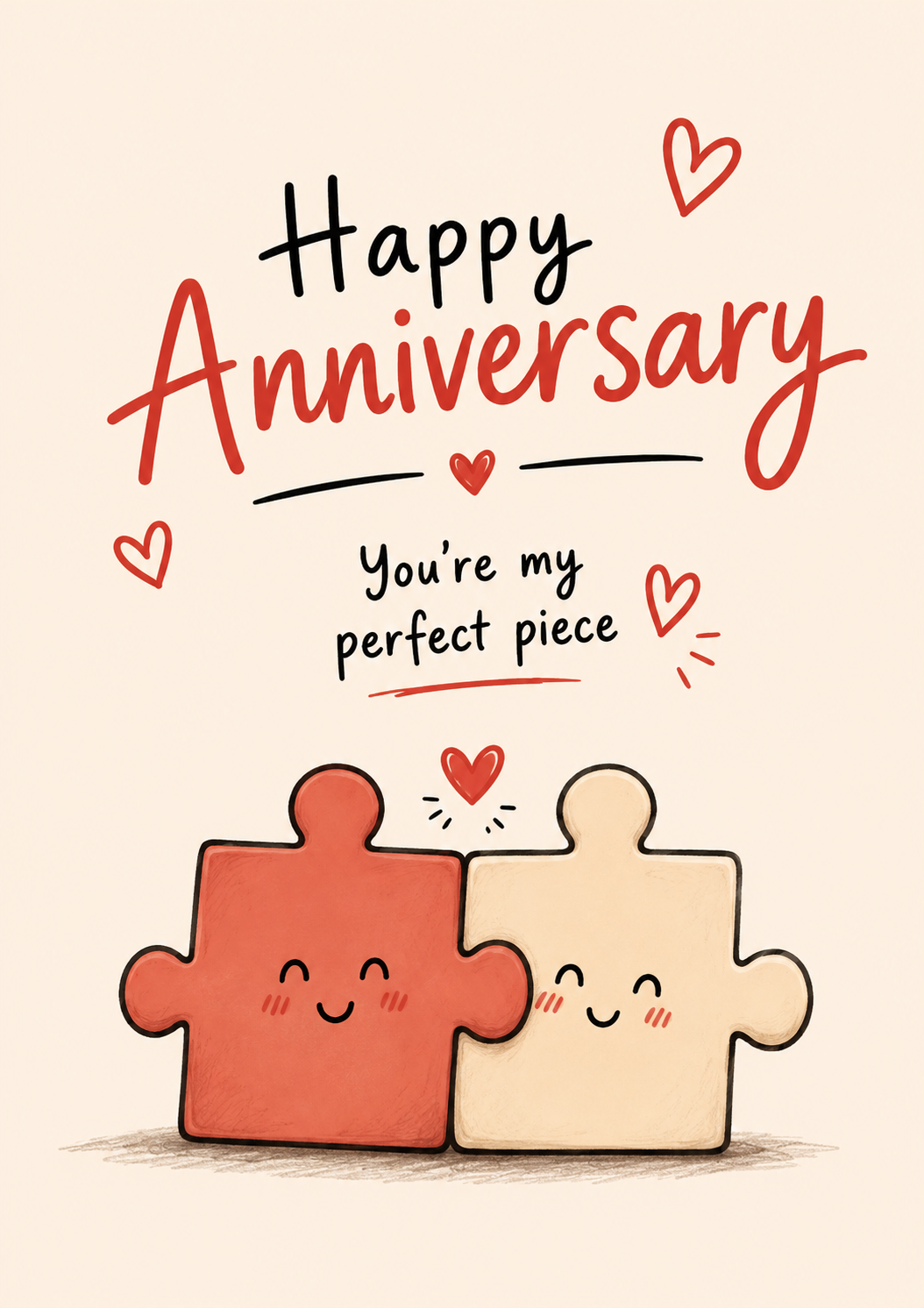 You're My Perfect Piece Puzzle Anniversary Card