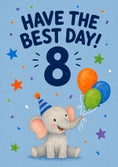 Load image into Gallery viewer, Cute Elephant Balloon 8th Birthday Card for Him
