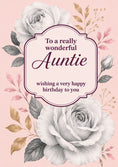 Load image into Gallery viewer, White Rose Floral Auntie Photo Upload Birthday Card for Her
