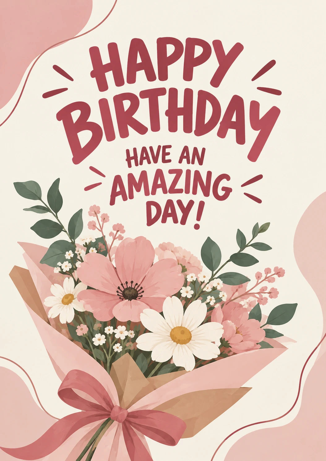 Floral Bouquet Pink 20th Birthday Card for Her