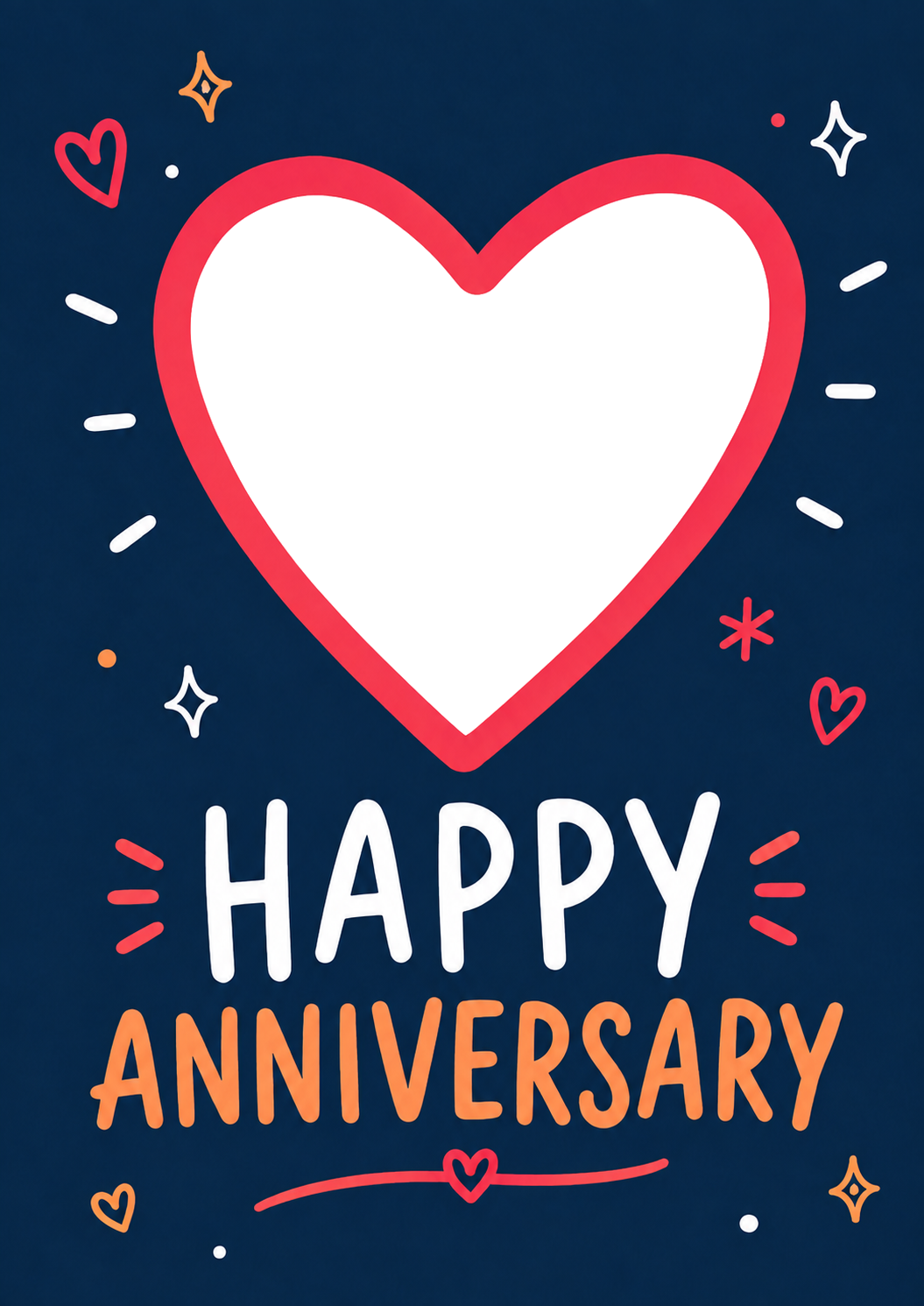 Happy Doodle Heart Photo Upload Anniversary Card