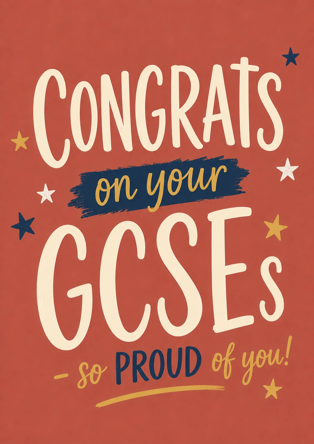 Bold Typography Stars Congratulations on Your GCSEs Card