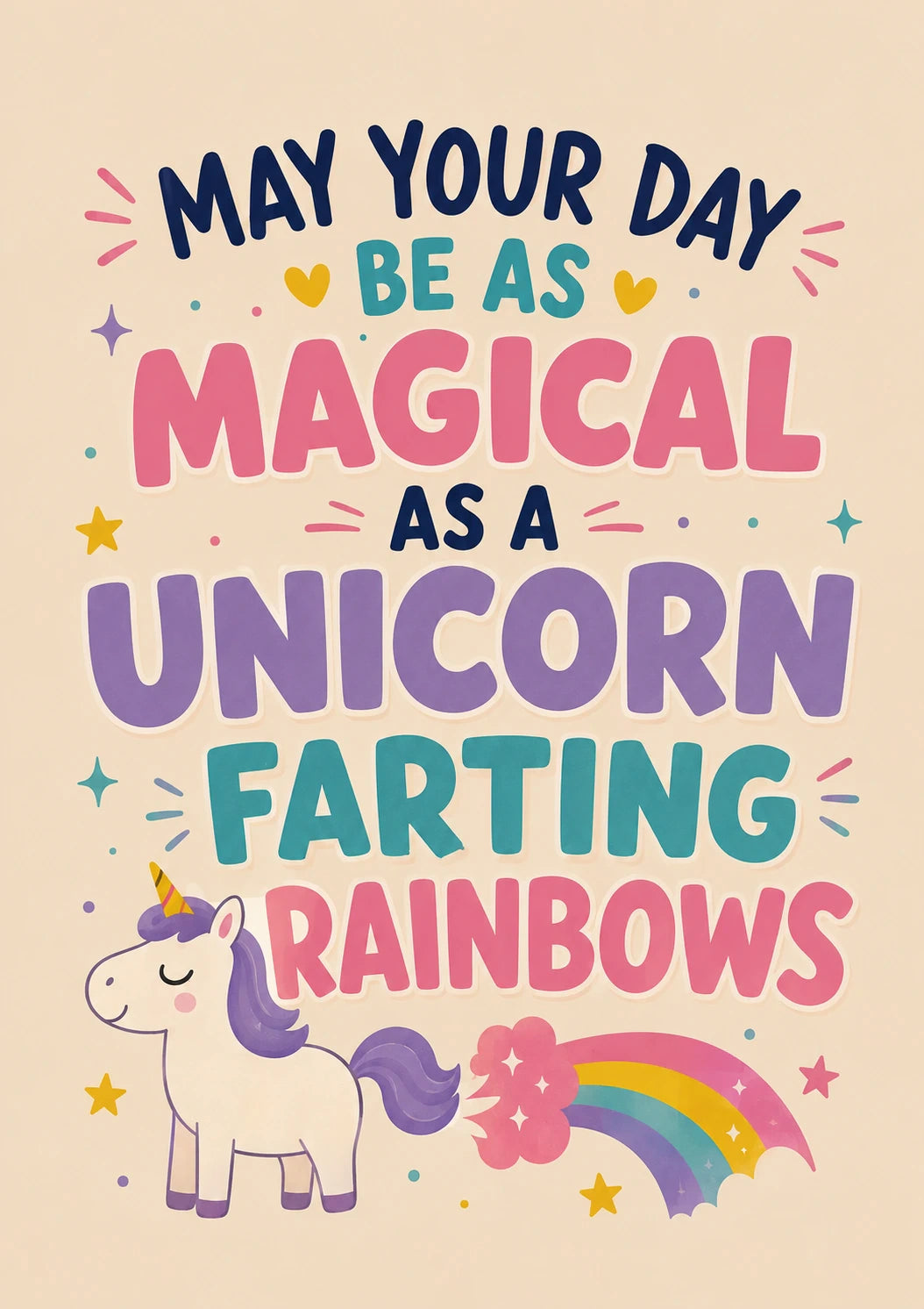 Funny Unicorn Farting Rainbows 13th Birthday Card