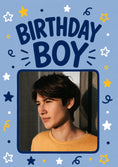 Load image into Gallery viewer, Birthday Boy Stars and Confetti Photo Upload Birthday Card for Him
