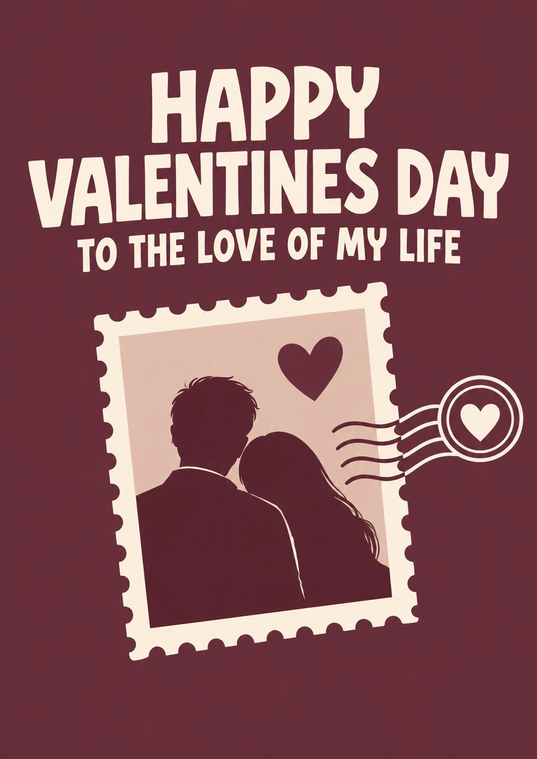Romantic Postage Stamp Couple Valentine's Day Card for Partner