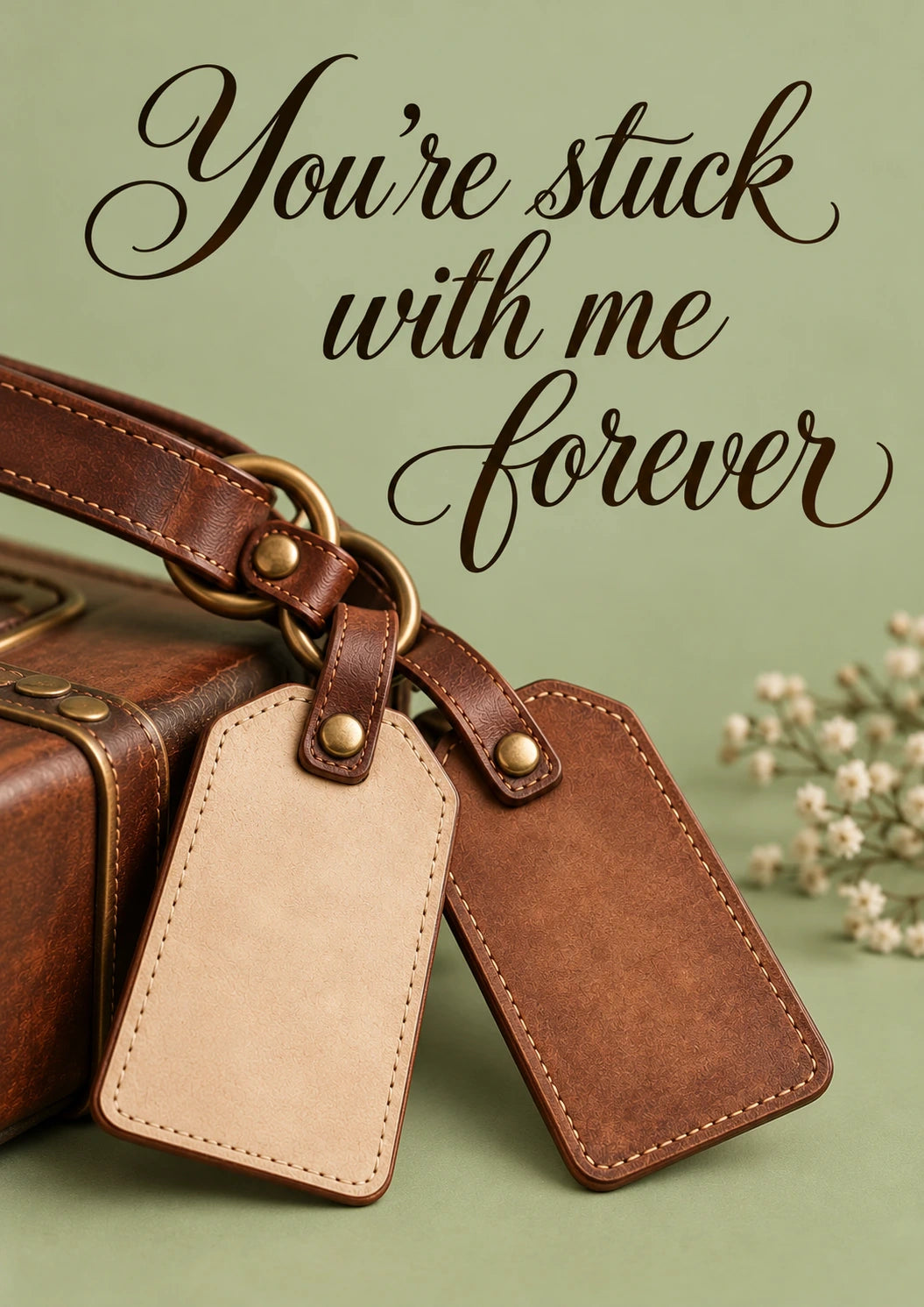 Funny You're Stuck With Me Forever Valentine's Day Card for Fiancee