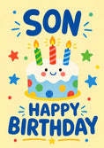 Load image into Gallery viewer, Son Happy Birthday Colourful Cake Birthday Card for Him
