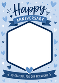 Load image into Gallery viewer, Blue Hearts So Grateful for Our Friendship Photo Upload Anniversary Card
