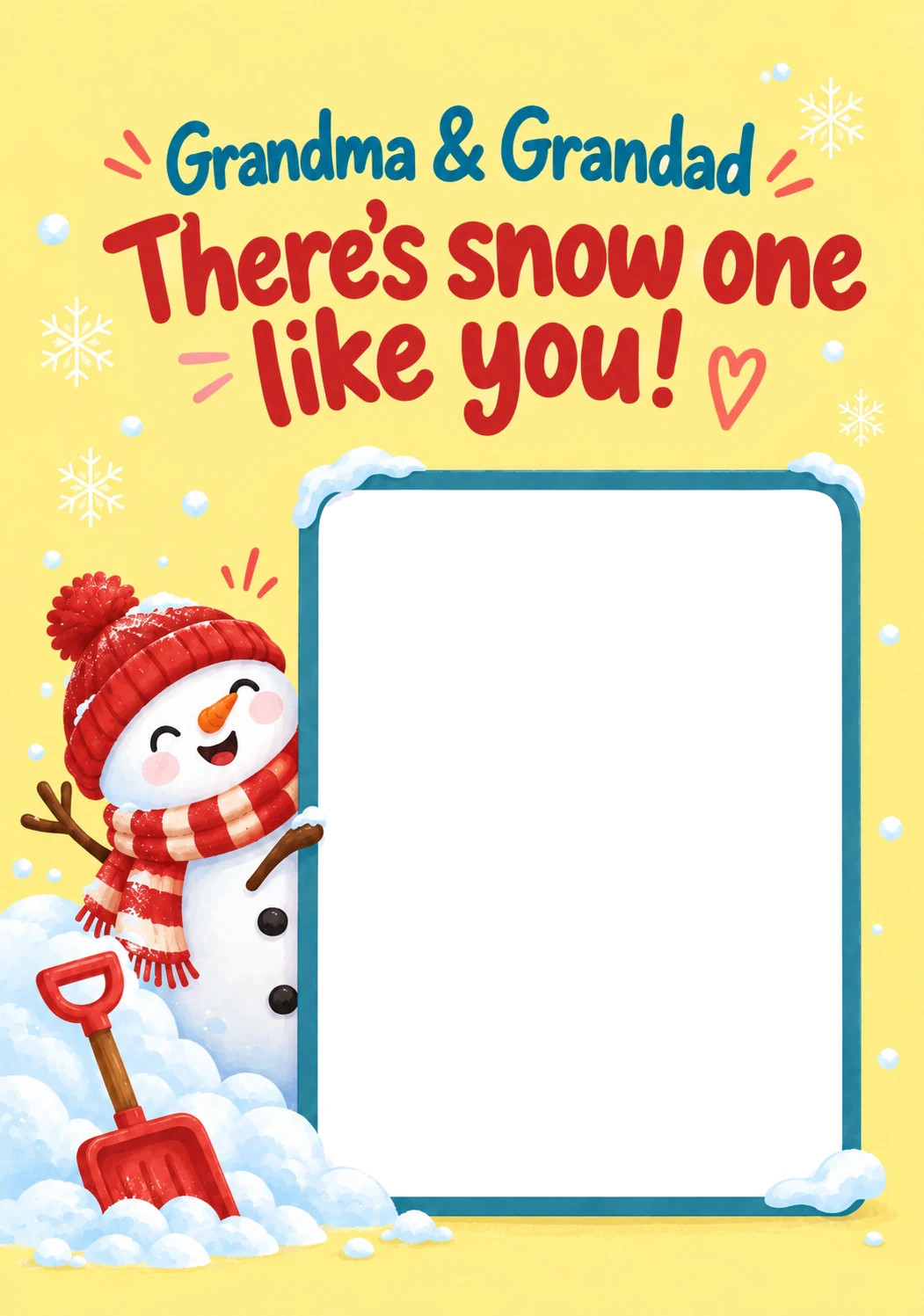 Funny There's Snow One Like You Photo Upload Christmas Card for Grandma & Grandad