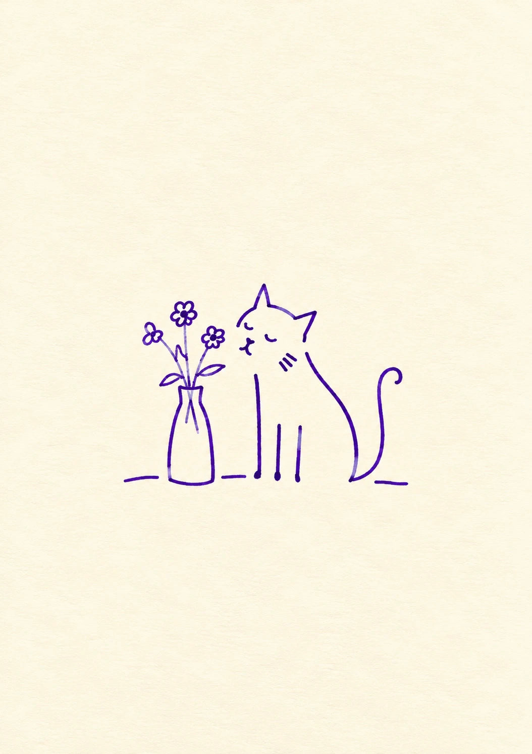 Cute Cat and Flowers Thinking of You Card