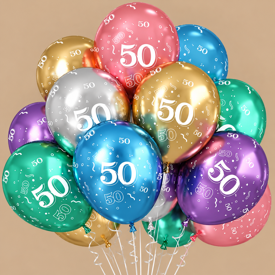 Colorful Metallic 50th Birthday Balloons 20s