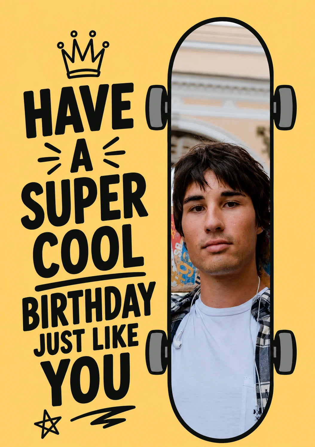 Super Cool Skateboard Photo Upload Birthday Card for Him