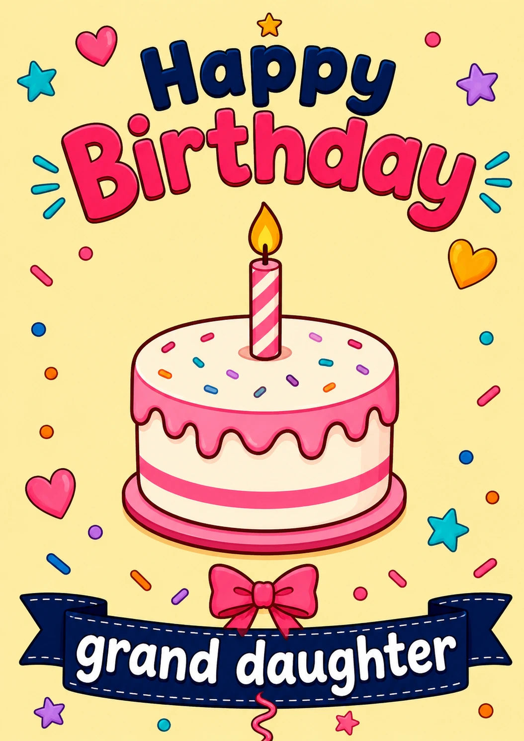 Granddaughter Pink Cake Sprinkles Birthday Card for Her