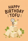 Load image into Gallery viewer, Funny Tofu Stack Cartoon Happy Birthday Card

