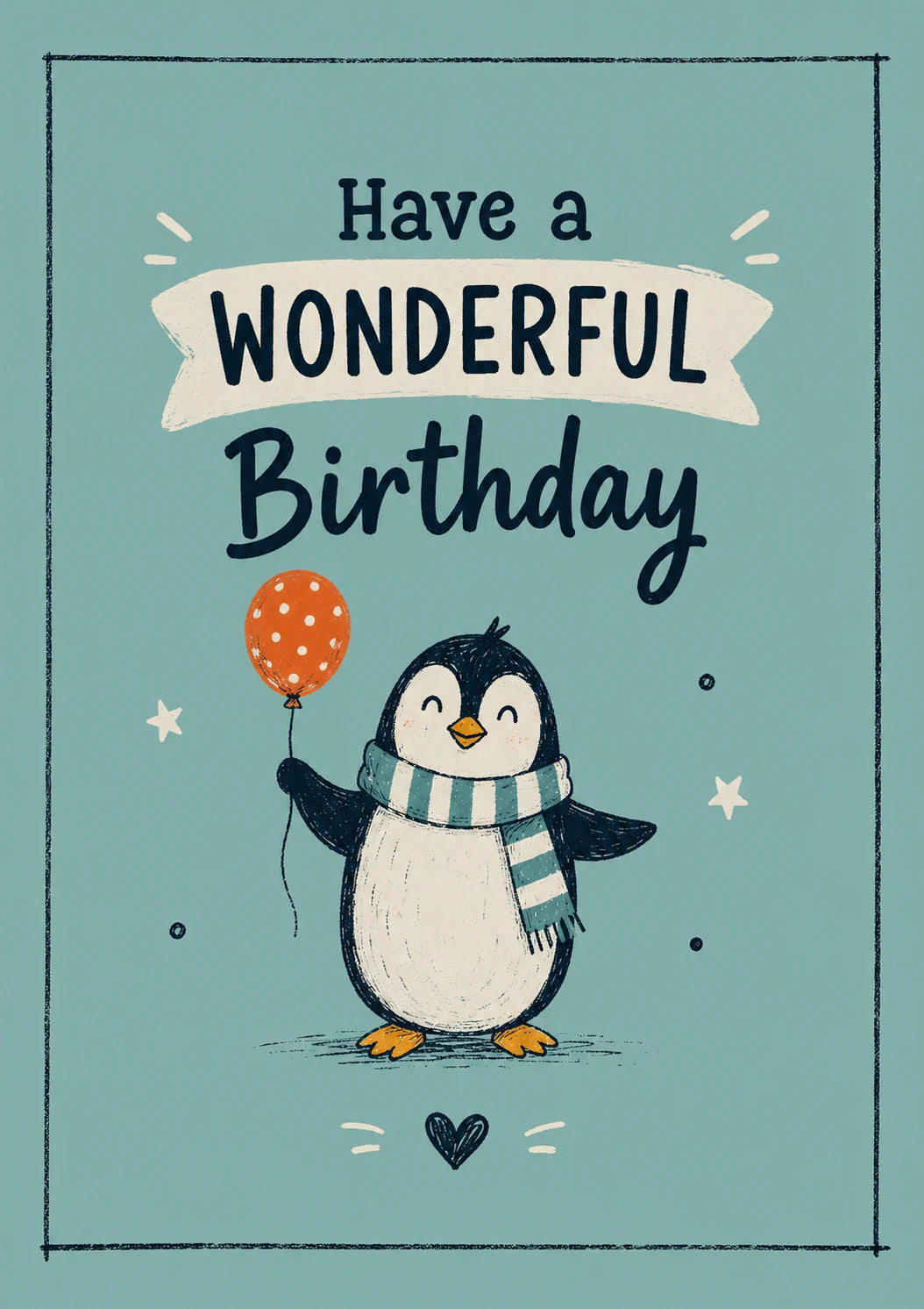 Cute Penguin with Balloon 15th Birthday Card