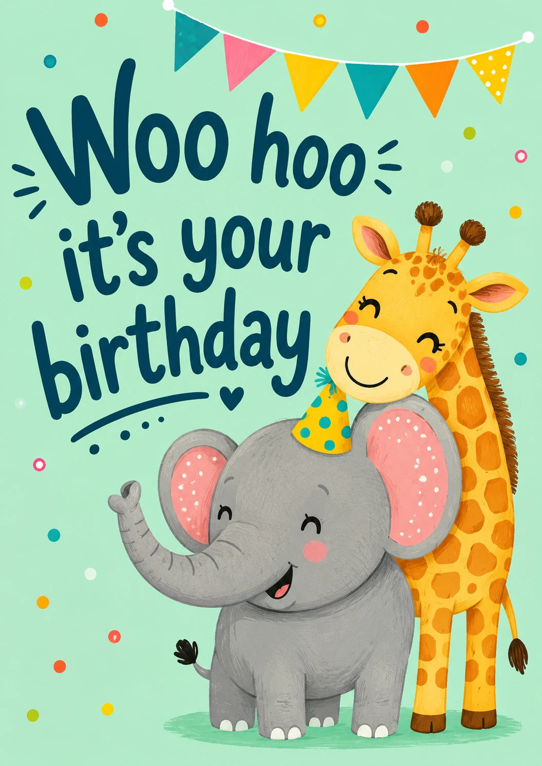 Cute Safari Animals Woo Hoo 7th Birthday Card