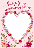 Load image into Gallery viewer, Floral Heart Photo Upload Anniversary Card for Her
