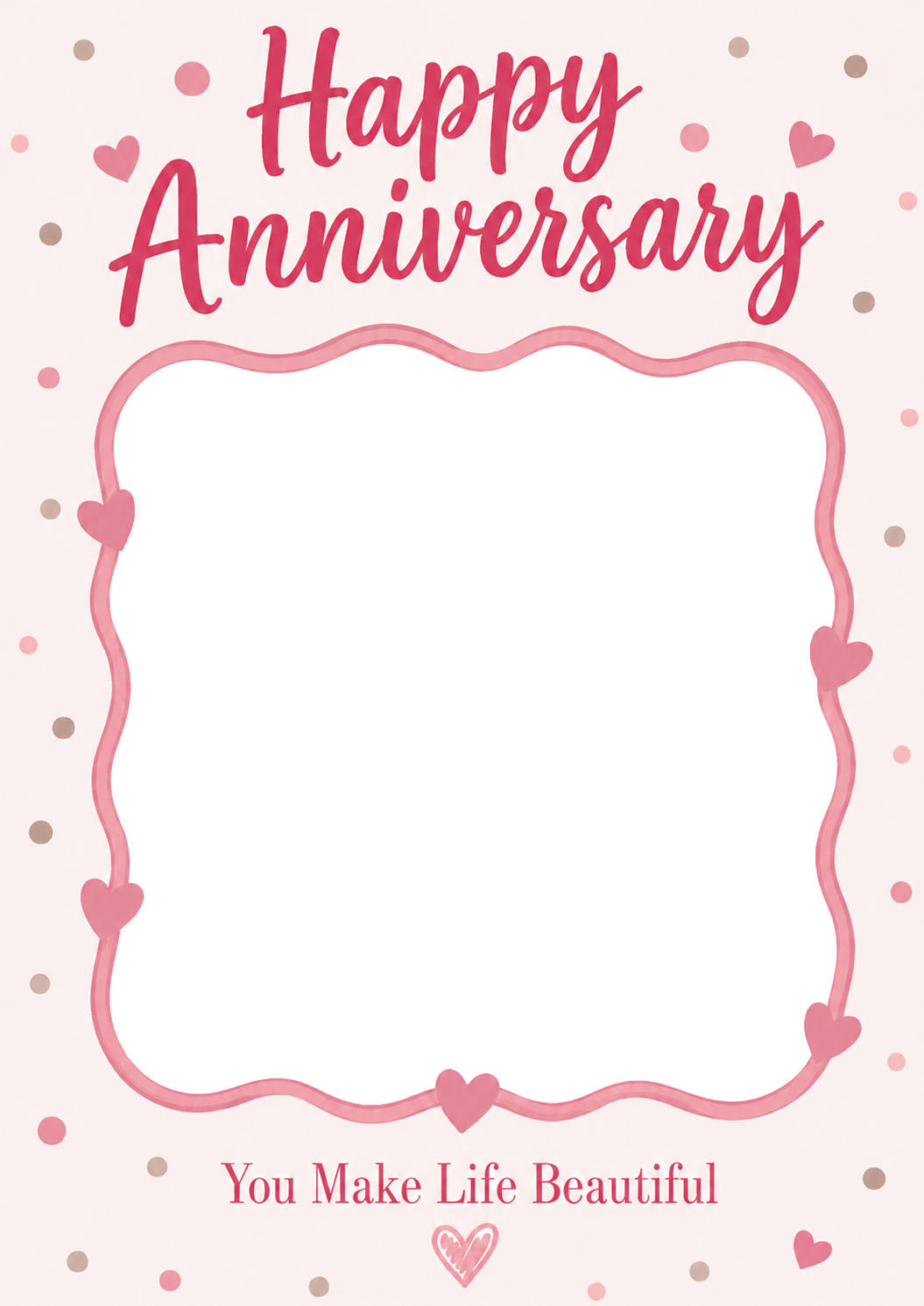 Pink Hearts You Make Life Beautiful Photo Upload Anniversary Card