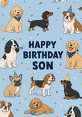 Load image into Gallery viewer, Cute Dogs Party Hats Son Birthday Card

